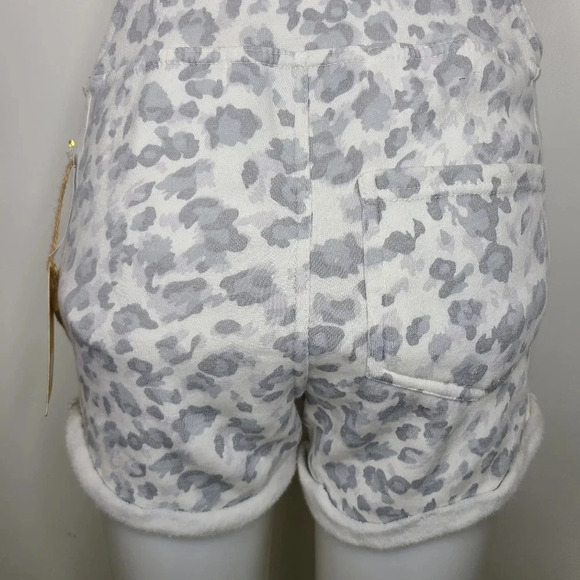 Vintage Havana Gray White Leopard Print Soft Fleece Shorts Overalls Small - Picture 13 of 16